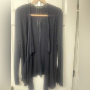 Retro-ology 3x Navy Open Front Cardigan with Open Weave Design on Back